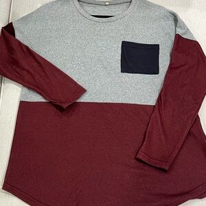 Women’s Color block Burgandy and grey light weight sweater
